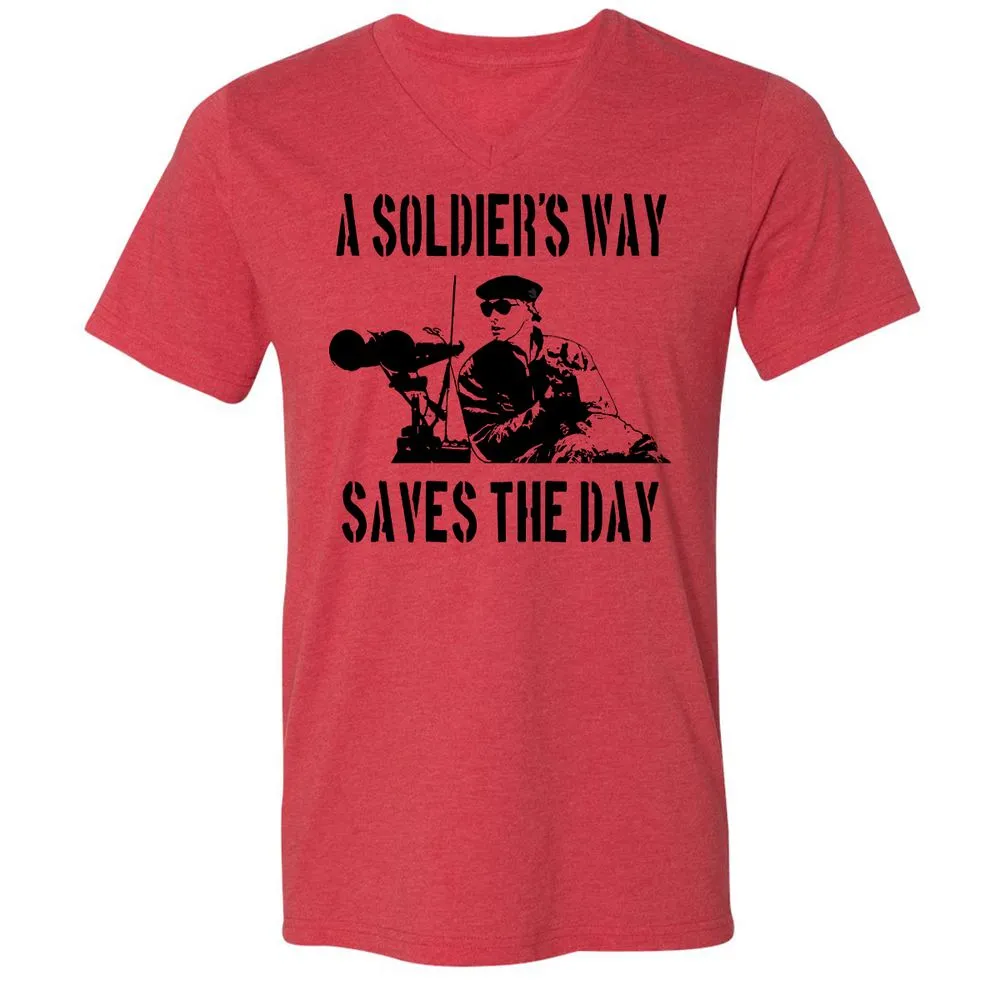 Unisex V-Neck T-Shirt - 7JSE4CU5 - Heather Red - 5