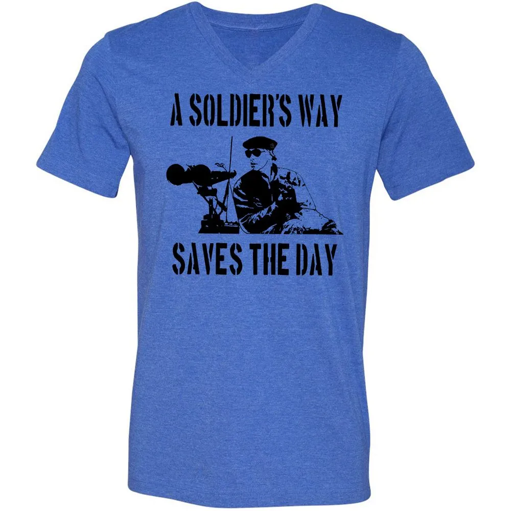 Unisex V-Neck T-Shirt - 7JSE4CU5 - Heather True Royal - 14