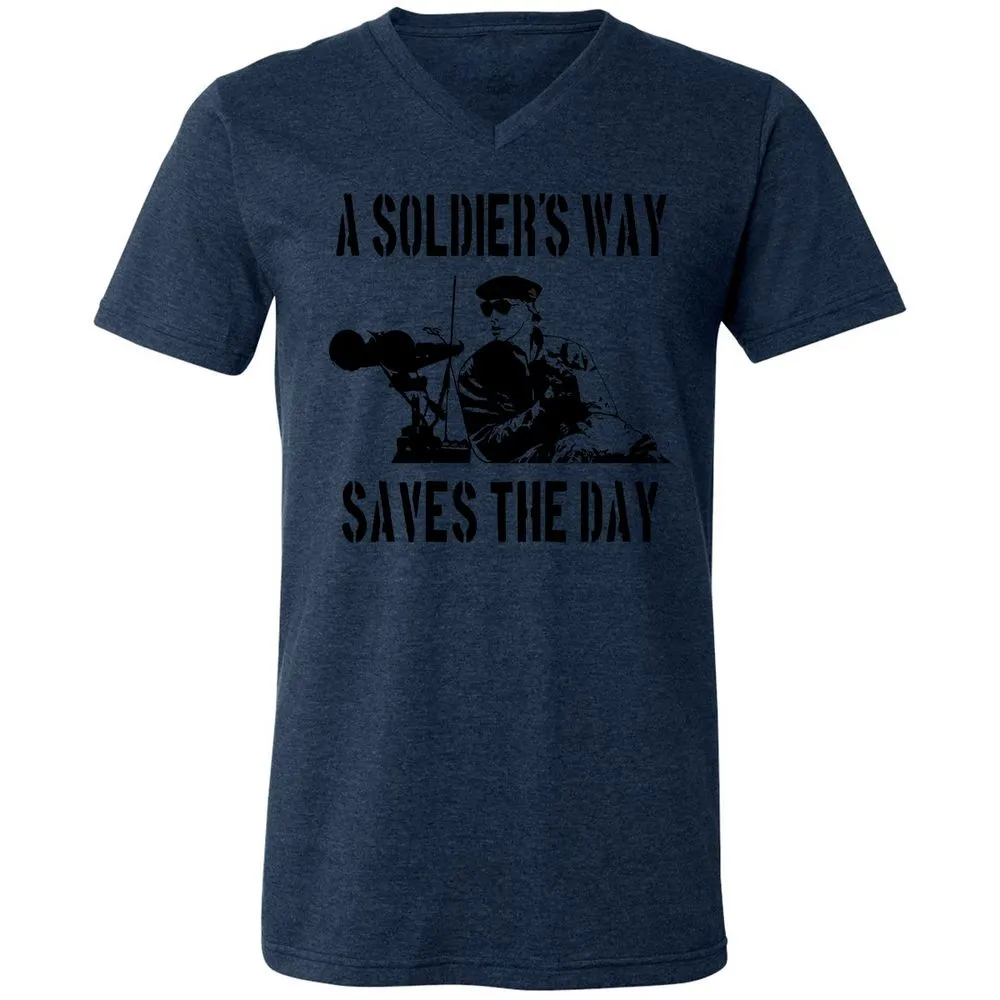 Unisex V-Neck T-Shirt - 7JSE4CU5 - Heather Navy - 15
