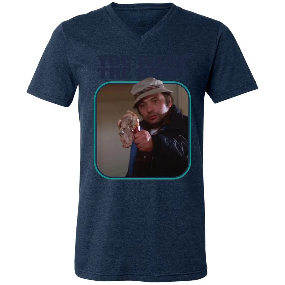 Unisex V-Neck T-Shirt - Q6R4GD3Q - Heather Navy - 15