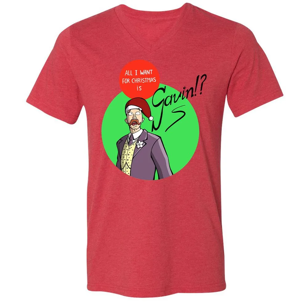 Unisex V-Neck T-Shirt - 6T6VDAM3 - Heather Red - 5
