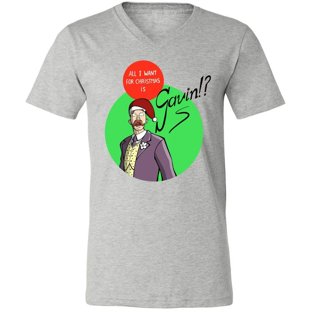 Unisex V-Neck T-Shirt - 6T6VDAM3 - Athletic Heather - 7