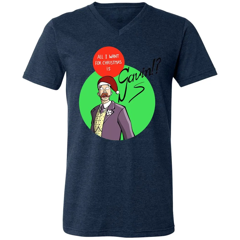 Unisex V-Neck T-Shirt - 6T6VDAM3 - Heather Navy - 15