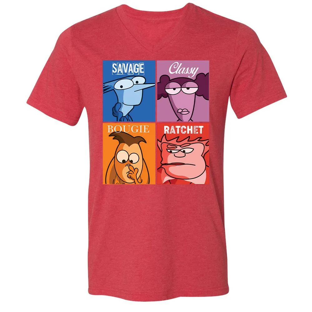 Unisex V-Neck T-Shirt - MZM7GB59 - Heather Red - 5