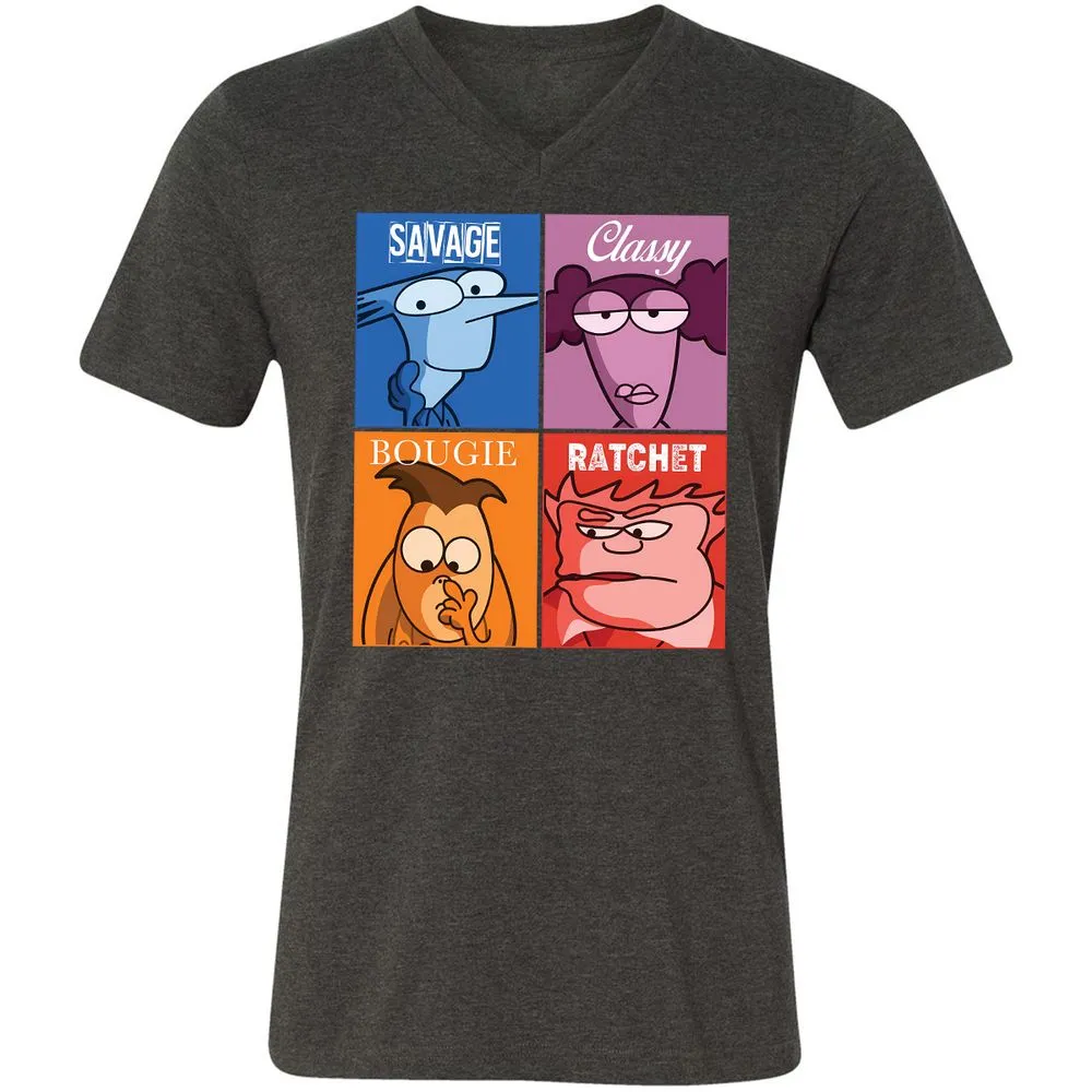Unisex V-Neck T-Shirt - MZM7GB59 - Dark Grey Heather - 8