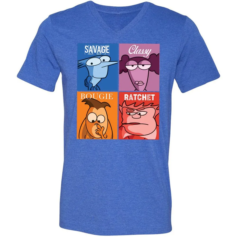 Unisex V-Neck T-Shirt - MZM7GB59 - Heather True Royal - 14