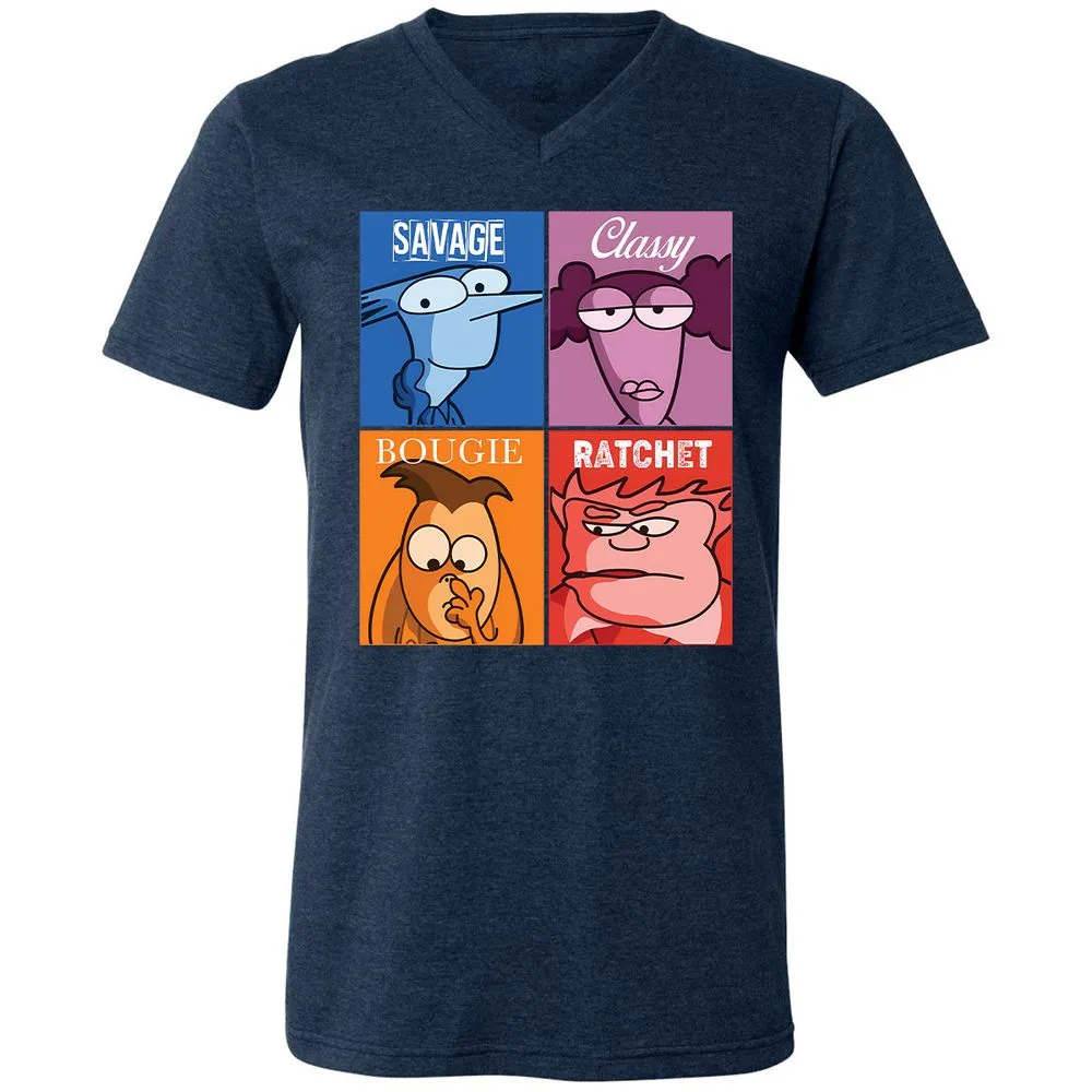Unisex V-Neck T-Shirt - MZM7GB59 - Heather Navy - 15