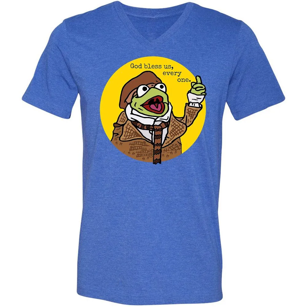 Unisex V-Neck T-Shirt - 6QR4X57F - Heather True Royal - 14