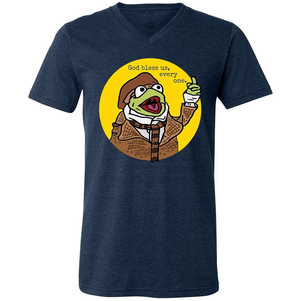 Unisex V-Neck T-Shirt - 6QR4X57F - Heather Navy - 15