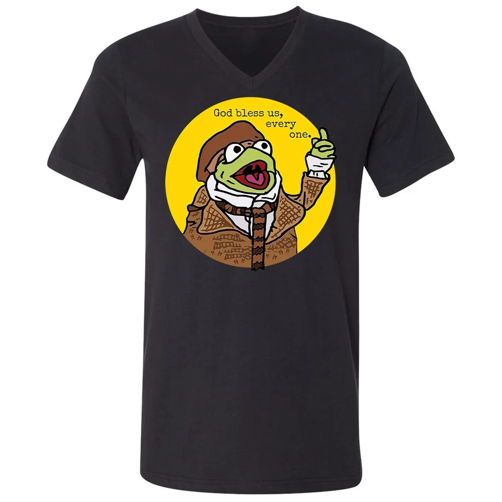 Unisex V-Neck T-Shirt - 6QR4X57F - Black - 16