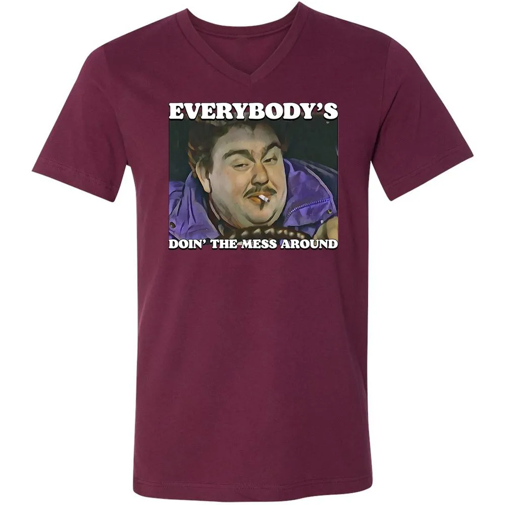 Unisex V-Neck T-Shirt - VU2EGM6Y - Maroon - 6