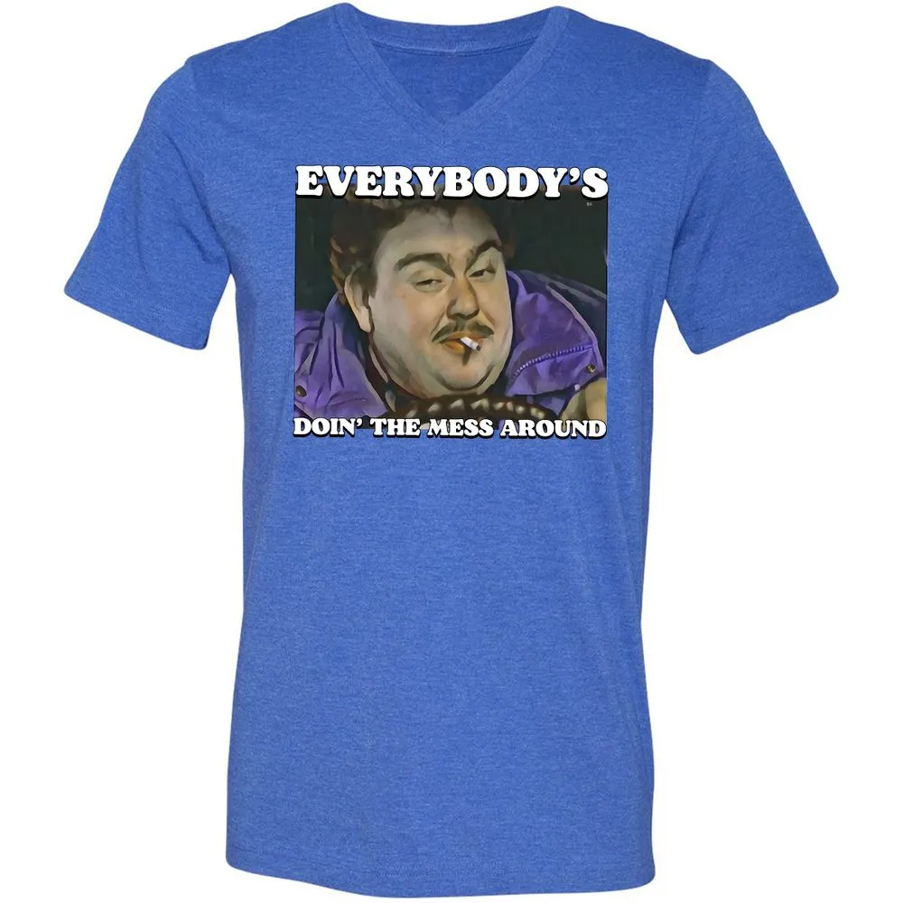 Unisex V-Neck T-Shirt - VU2EGM6Y - Heather True Royal - 14