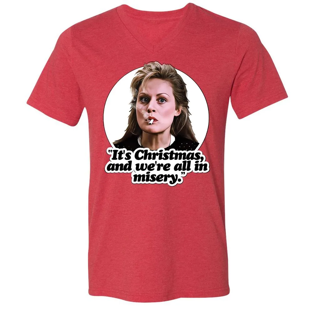 Unisex V-Neck T-Shirt - VQAU5RWZ - Heather Red - 5