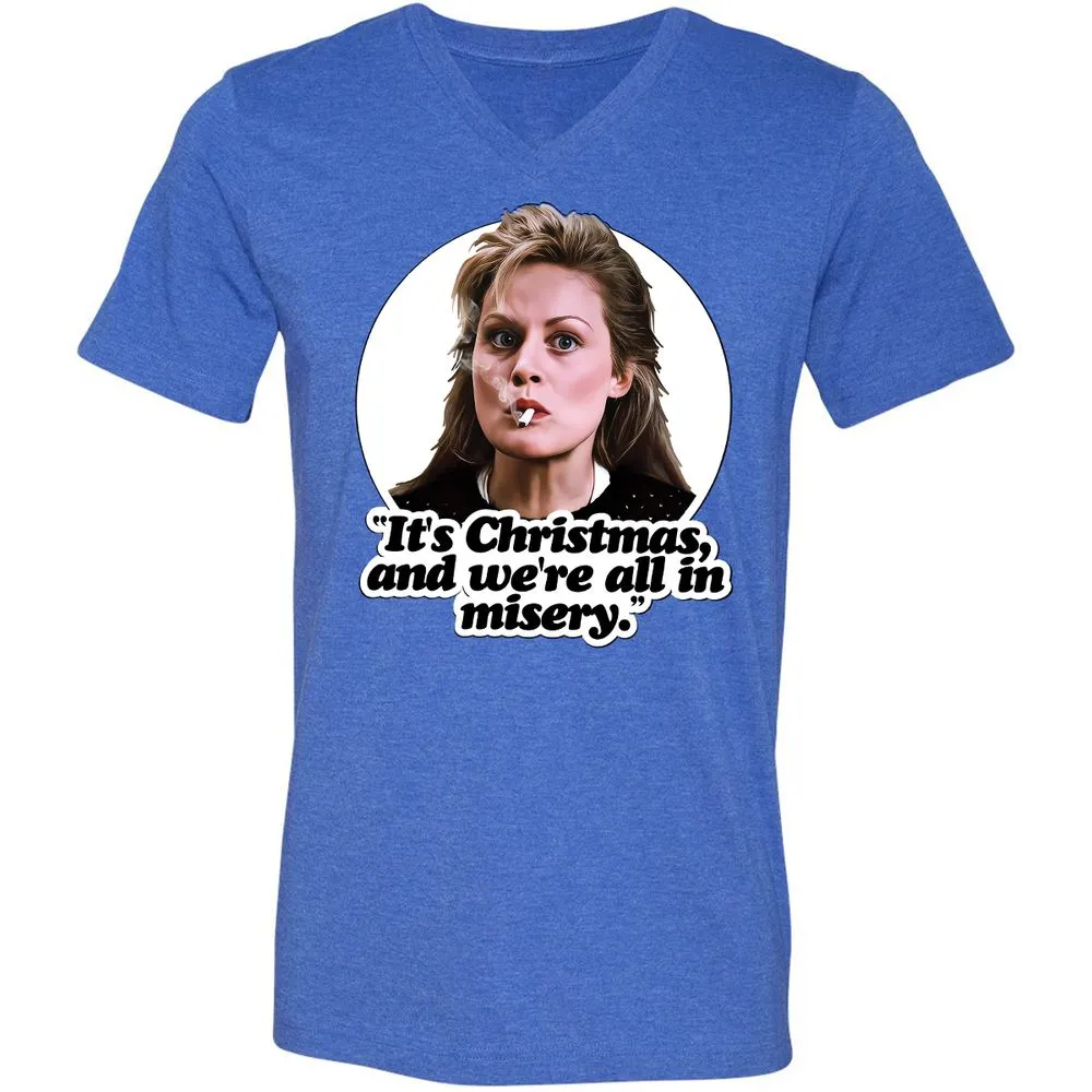Unisex V-Neck T-Shirt - VQAU5RWZ - Heather True Royal - 14