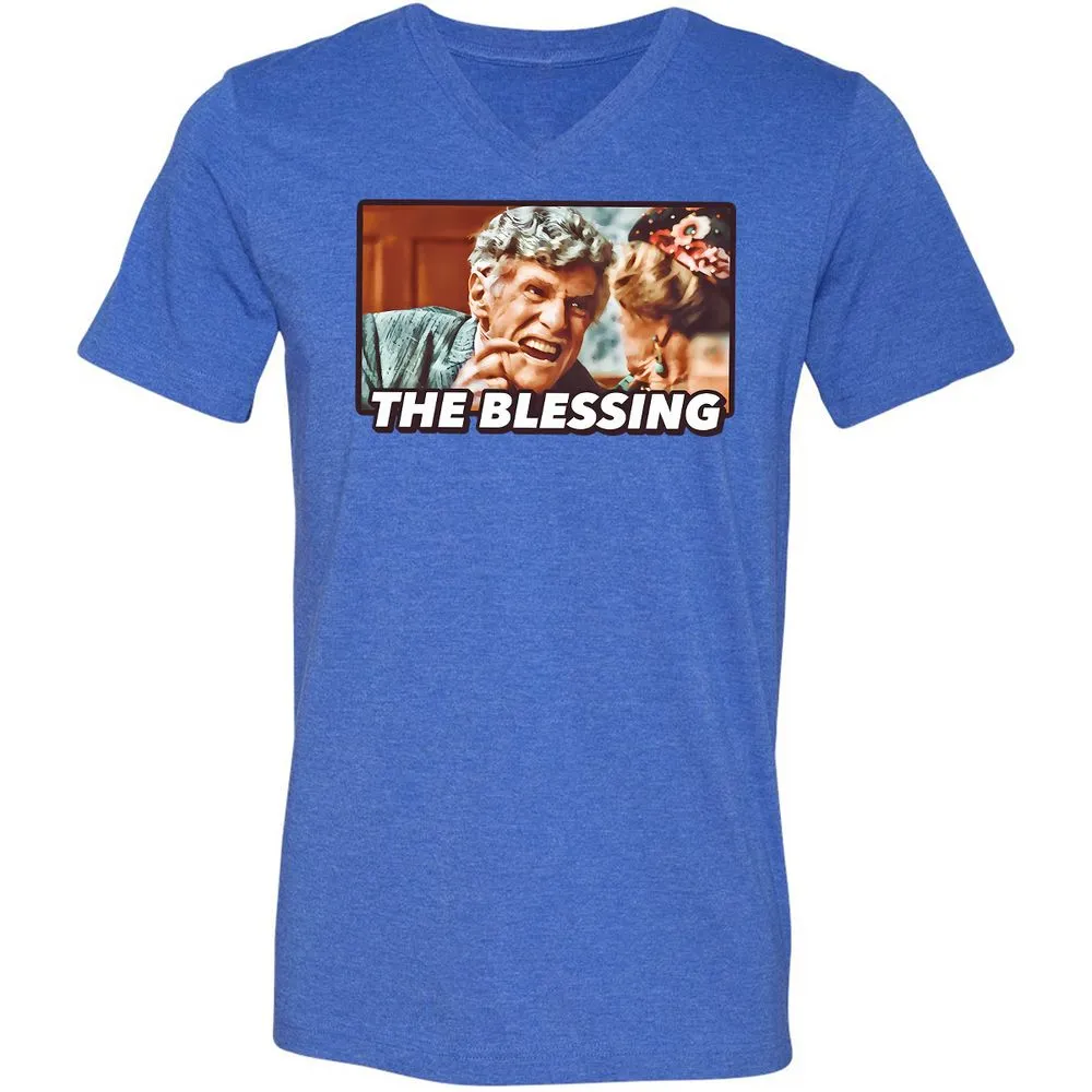 Unisex V-Neck T-Shirt - YUWQZRU8 - Heather True Royal - 14