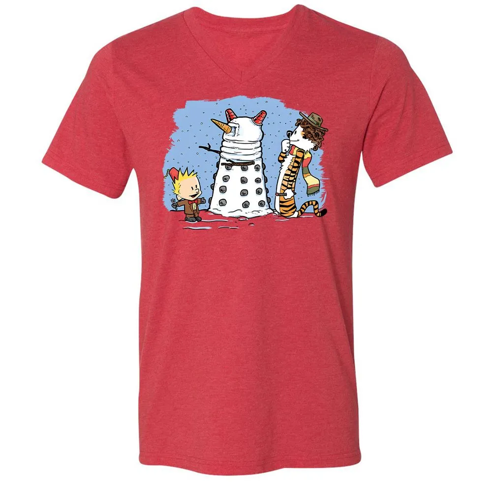 Unisex V-Neck T-Shirt - E7EQT75L - Heather Red - 5