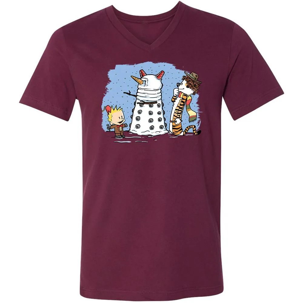 Unisex V-Neck T-Shirt - E7EQT75L - Maroon - 6