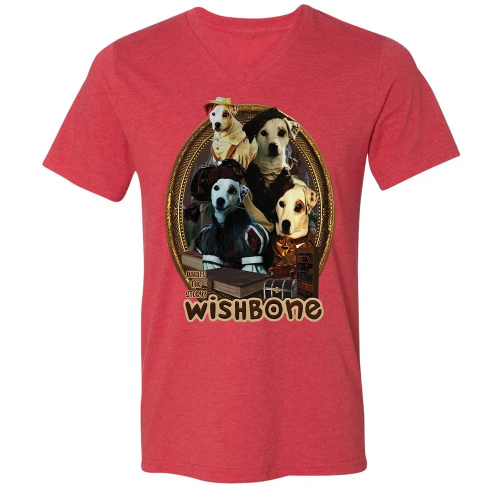 Unisex V-Neck T-Shirt - T66K7YGX - Heather Red - 5