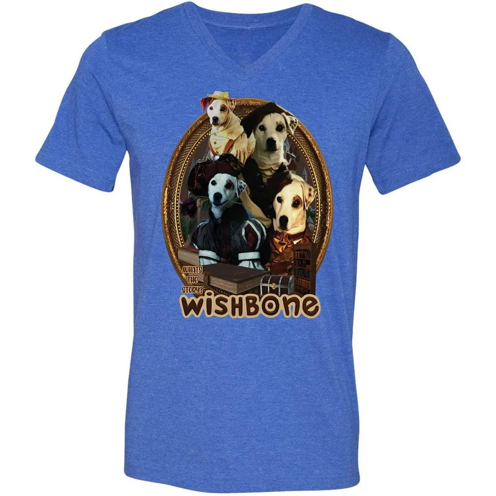 Unisex V-Neck T-Shirt - T66K7YGX - Heather True Royal - 14