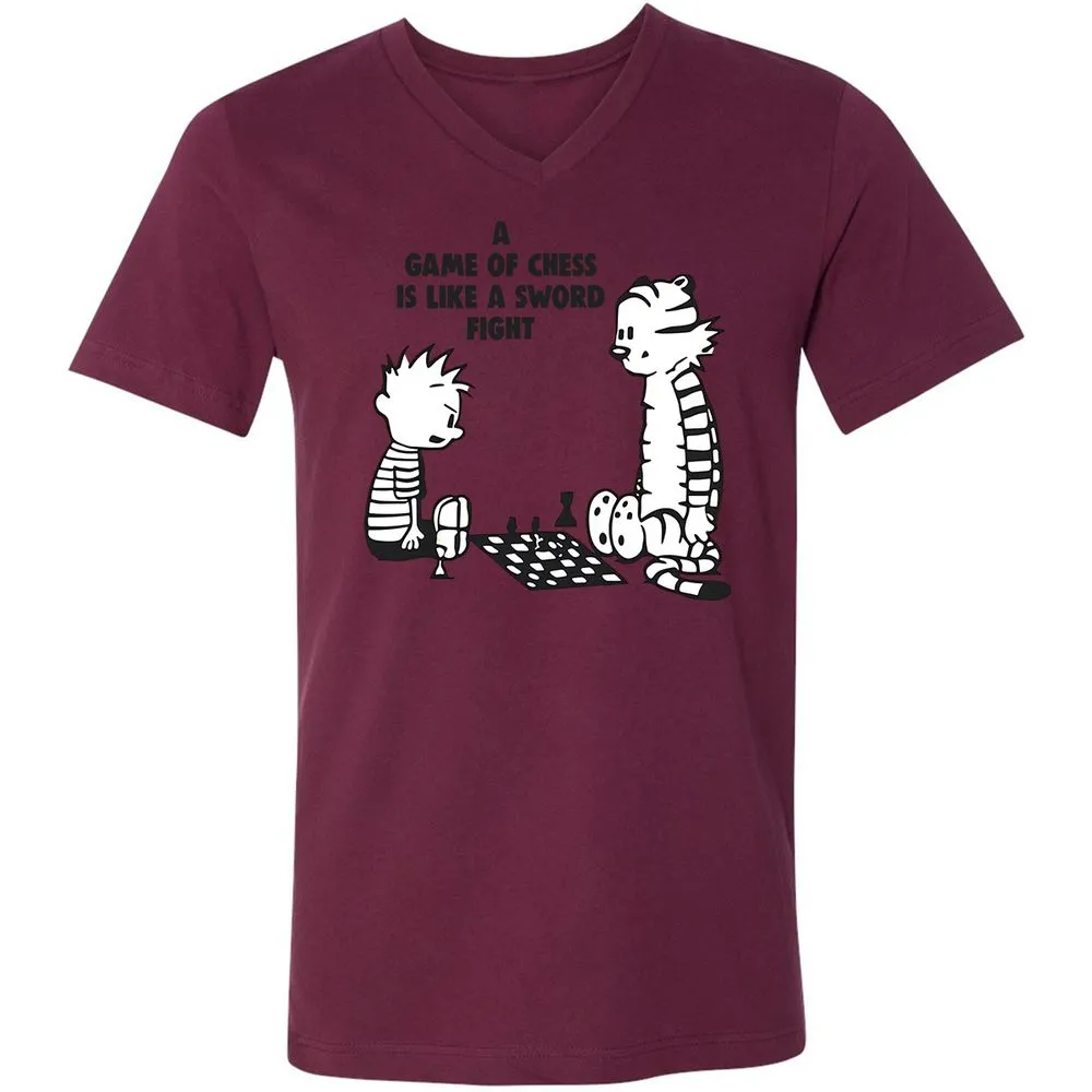 Unisex V-Neck T-Shirt - 7CKZX5JC - Maroon - 6