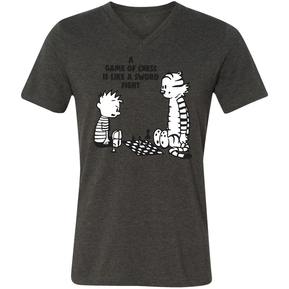Unisex V-Neck T-Shirt - 7CKZX5JC - Dark Grey Heather - 8