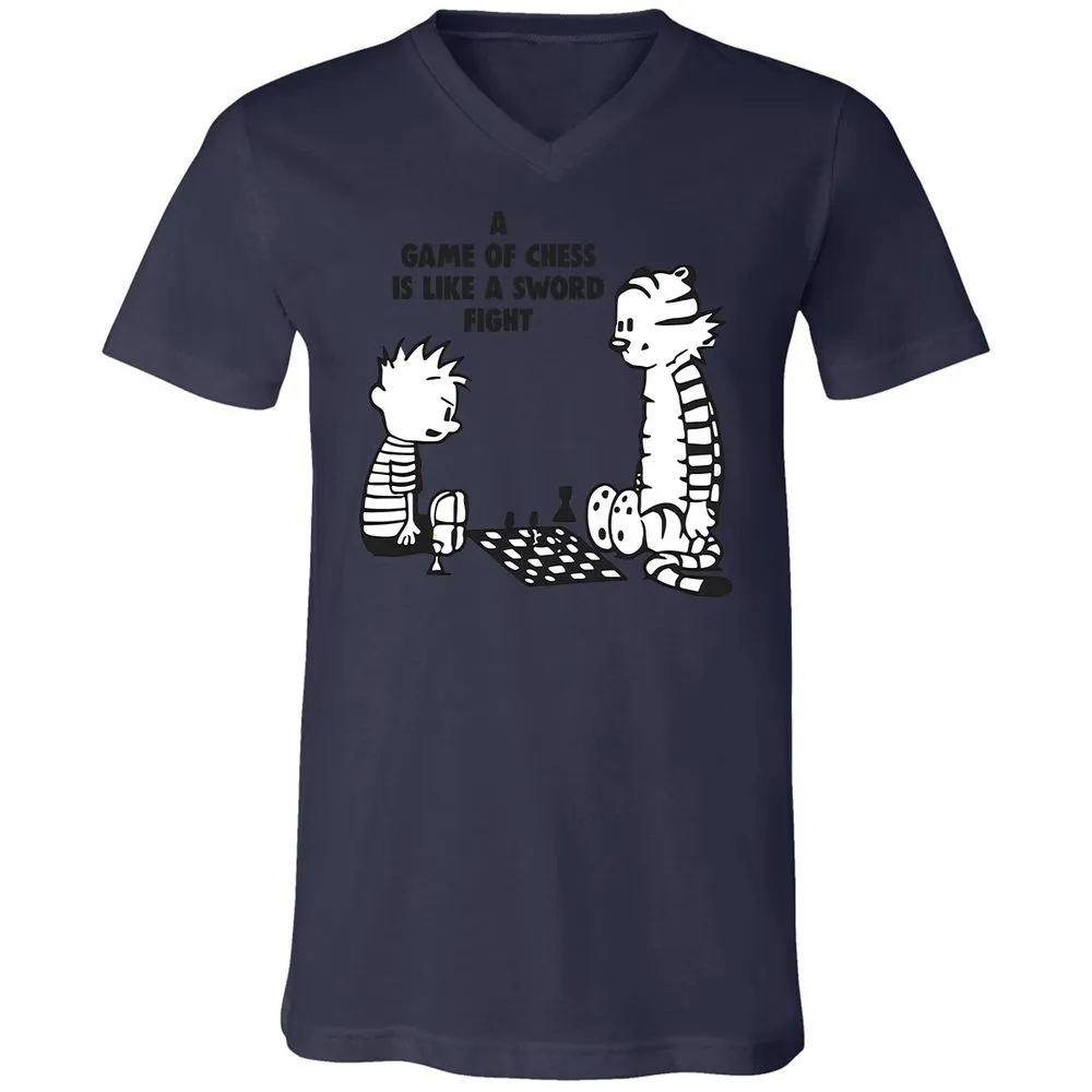 Unisex V-Neck T-Shirt - 7CKZX5JC - Navy - 9