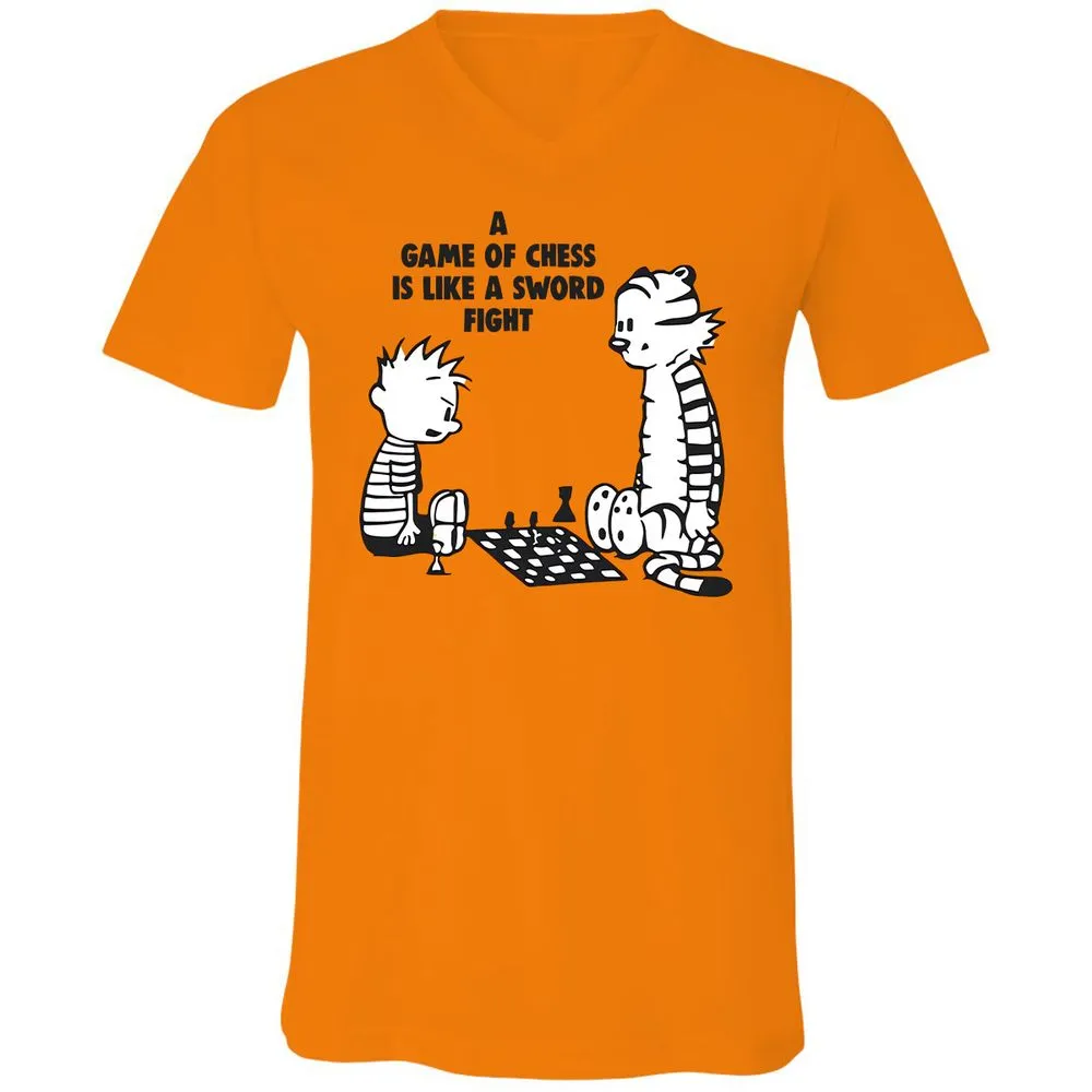 Unisex V-Neck T-Shirt - 7CKZX5JC - Orange - 11