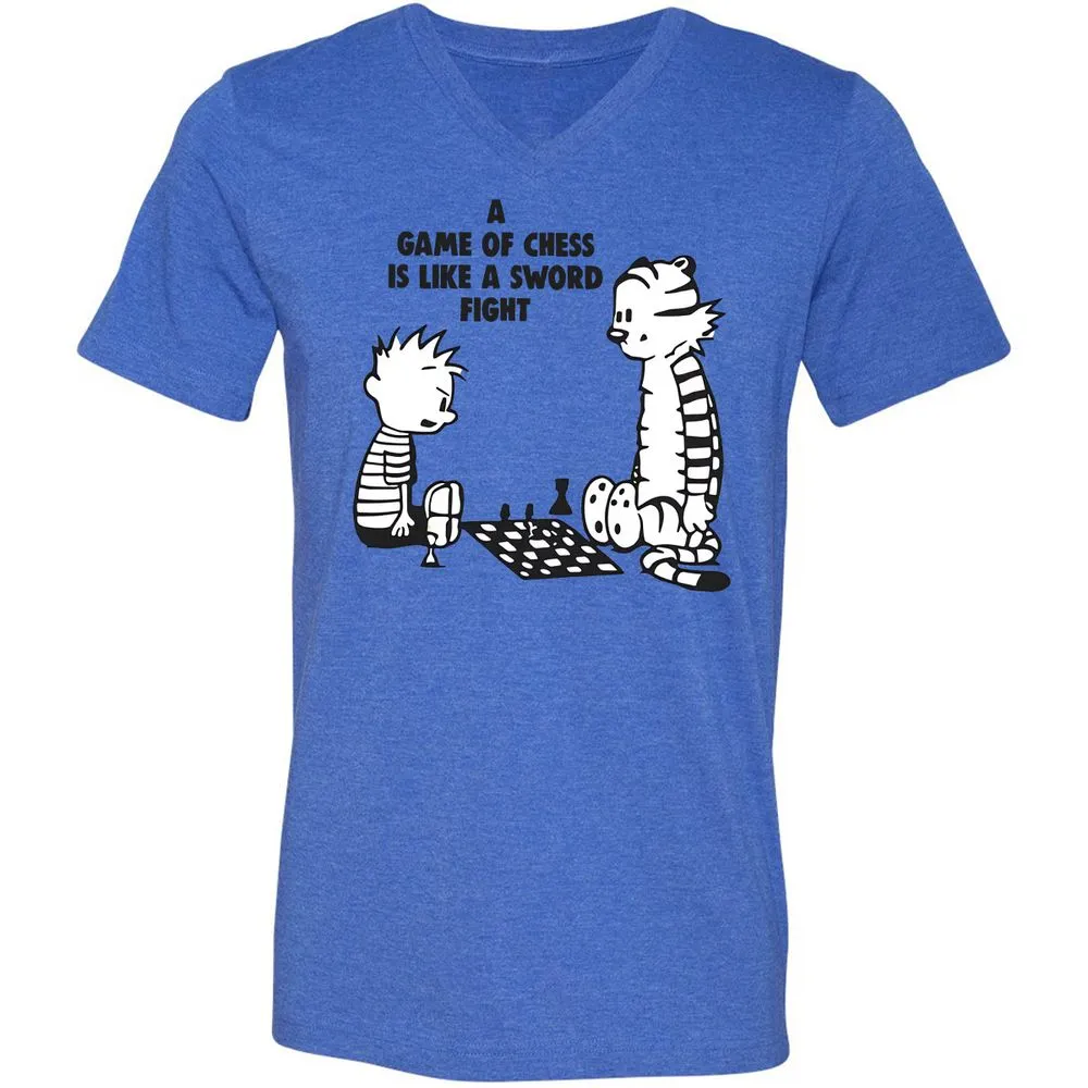 Unisex V-Neck T-Shirt - 7CKZX5JC - Heather True Royal - 14