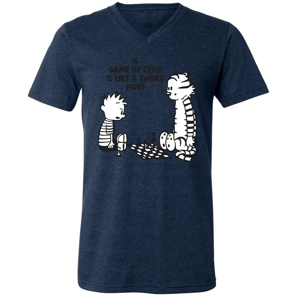 Unisex V-Neck T-Shirt - 7CKZX5JC - Heather Navy - 15