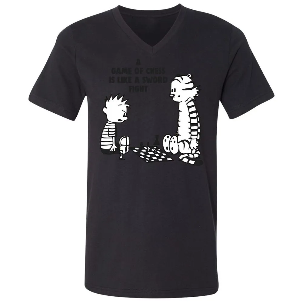 Unisex V-Neck T-Shirt - 7CKZX5JC - Black - 16