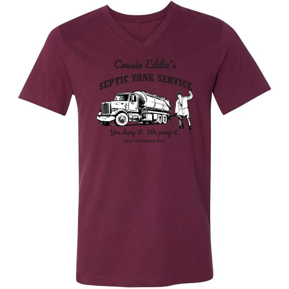 Unisex V-Neck T-Shirt - YZGLQSX7 - Maroon - 6