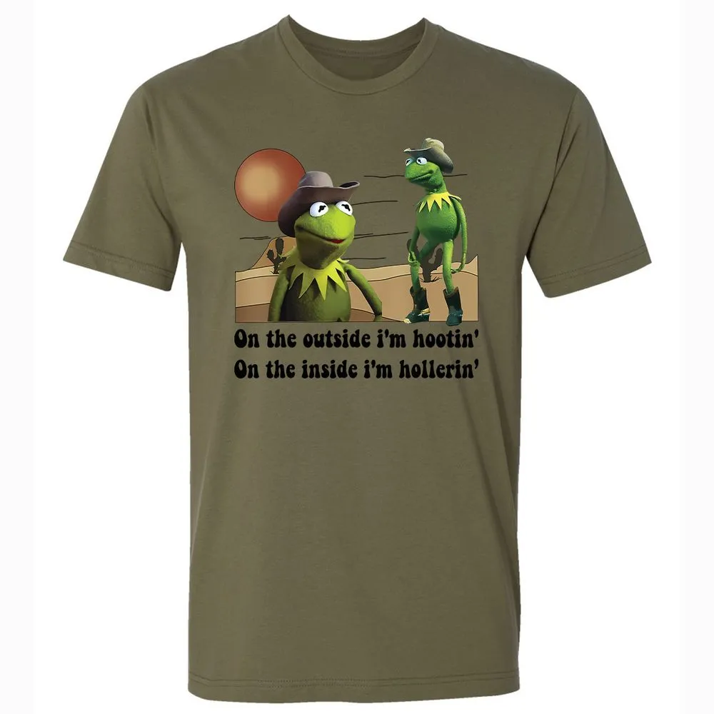 On the outside I'm hootin on the inside I'm hollerin - Military Green - 5