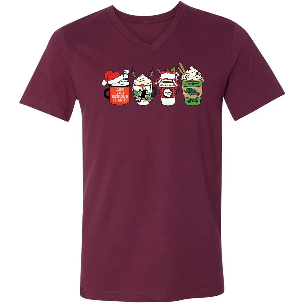 Unisex V-Neck T-Shirt - DUD7N2R2 - Maroon - 6