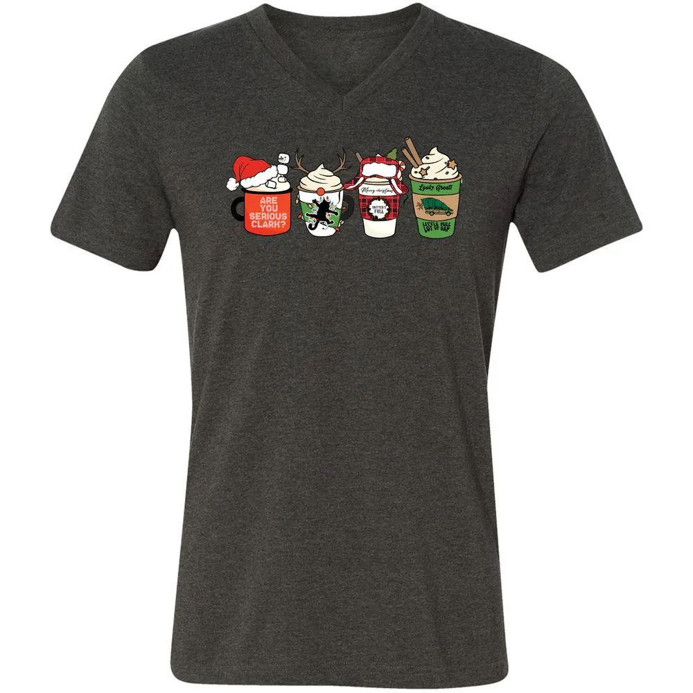 Unisex V-Neck T-Shirt - DUD7N2R2 - Dark Grey Heather - 8