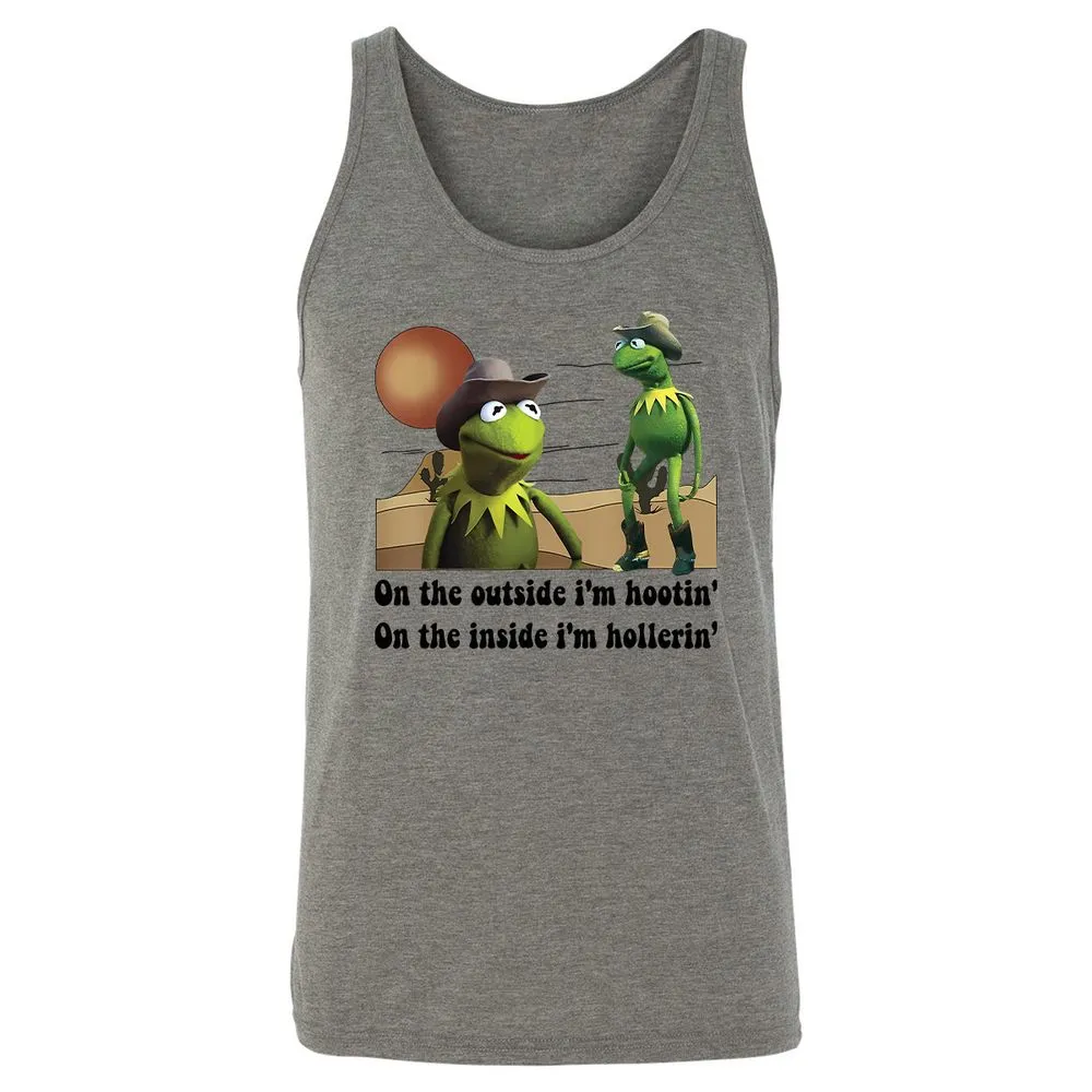 On the outside I'm hootin on the inside I'm hollerin - Grey Triblend - 2