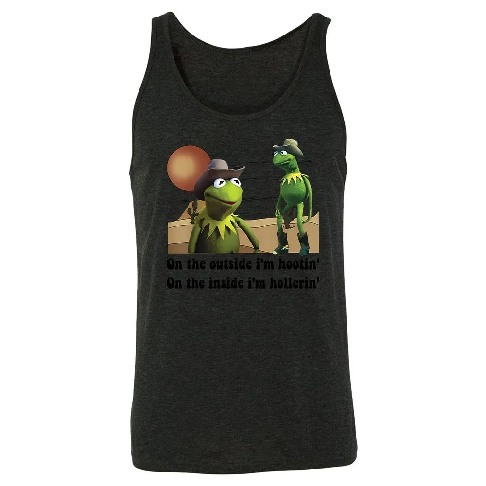 On the outside I'm hootin on the inside I'm hollerin - Charcoal Black Triblend - 5