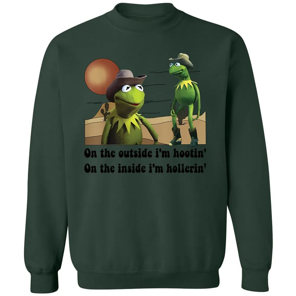 On the outside I'm hootin on the inside I'm hollerin - Forest Green - 4