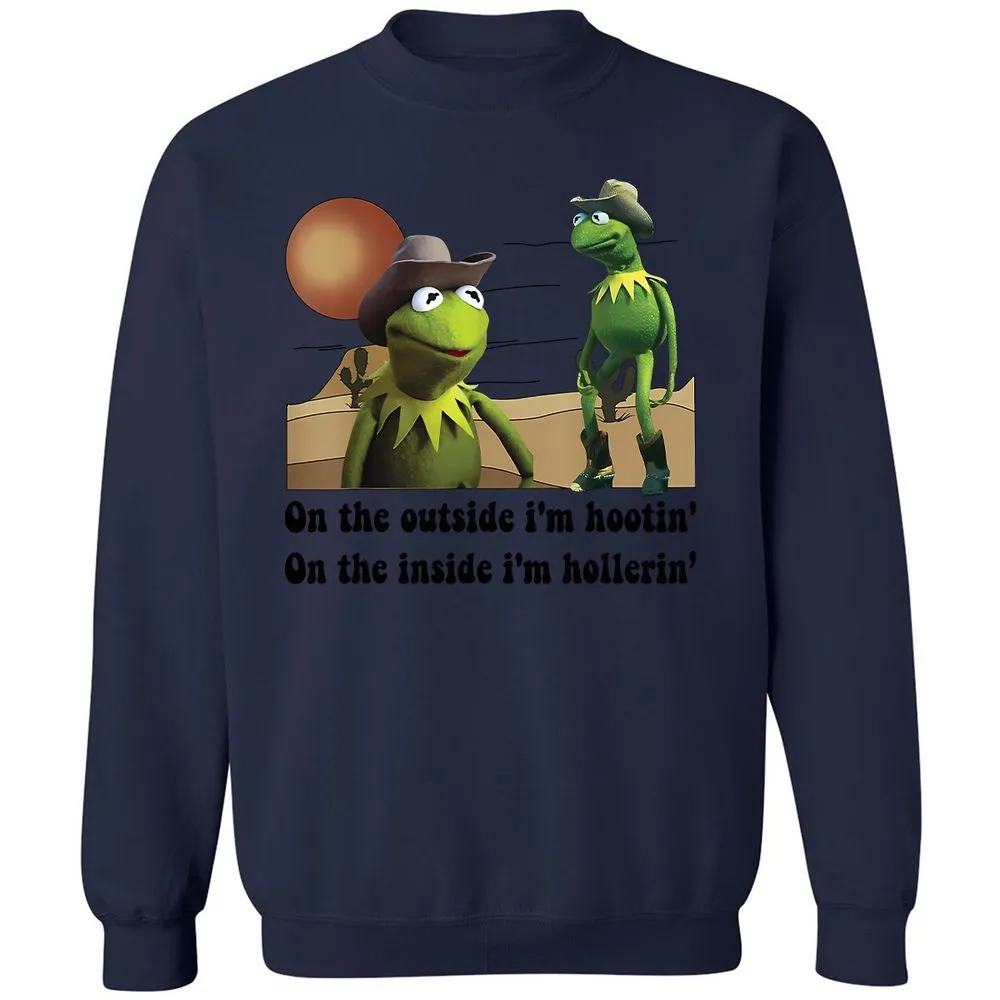 On the outside I'm hootin on the inside I'm hollerin - Navy - 8