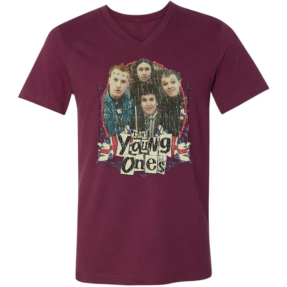 Unisex V-Neck T-Shirt - FBQXRT5H - Maroon - 6
