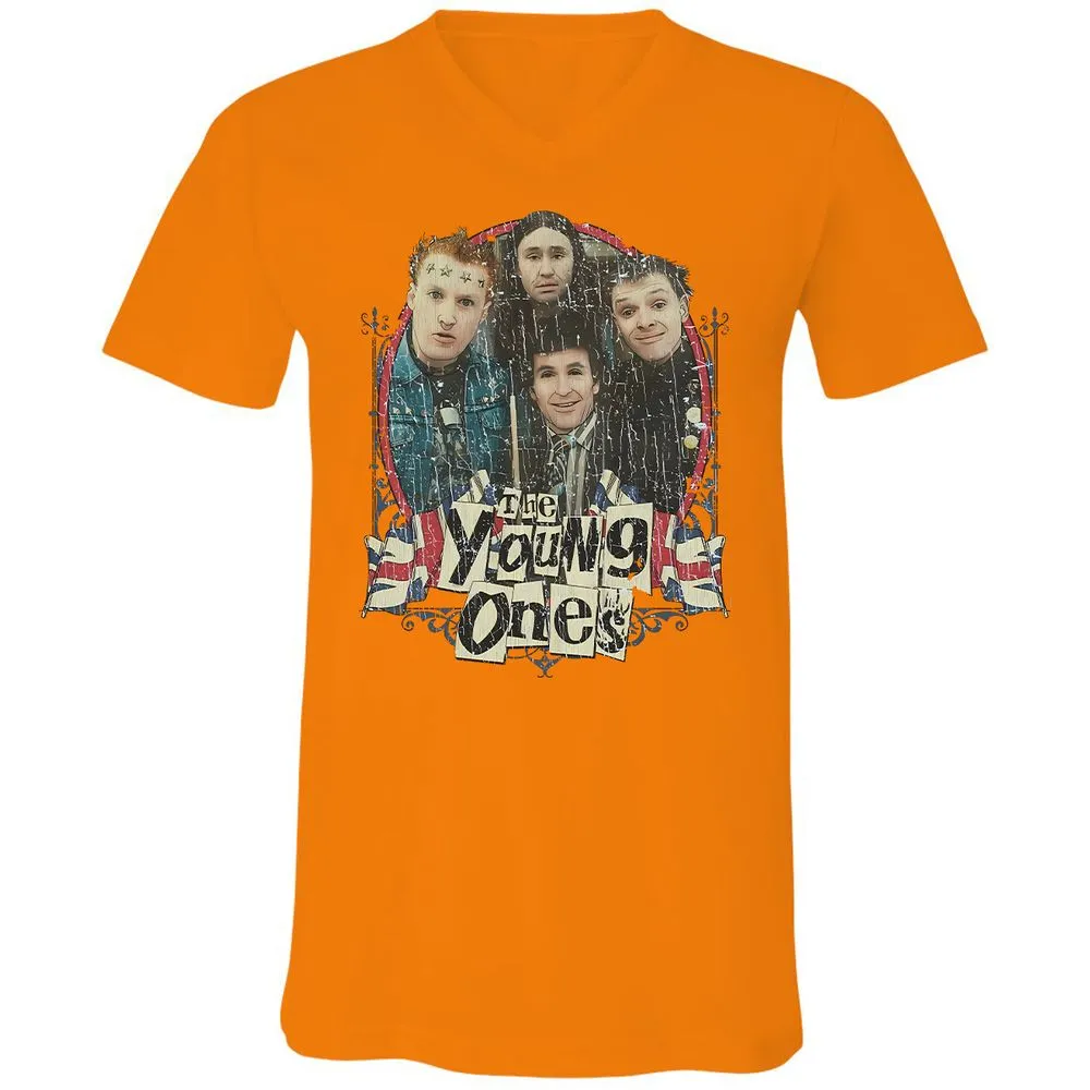 Unisex V-Neck T-Shirt - FBQXRT5H - Orange - 11