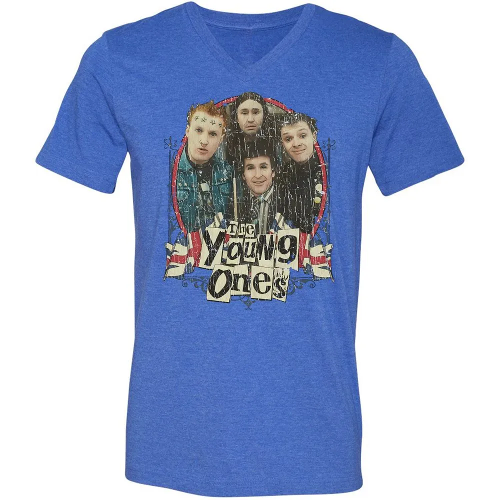Unisex V-Neck T-Shirt - FBQXRT5H - Heather True Royal - 14