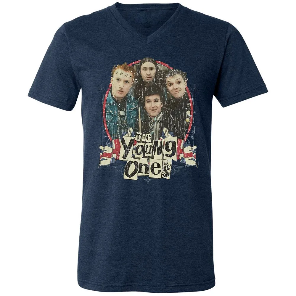 Unisex V-Neck T-Shirt - FBQXRT5H - Heather Navy - 15
