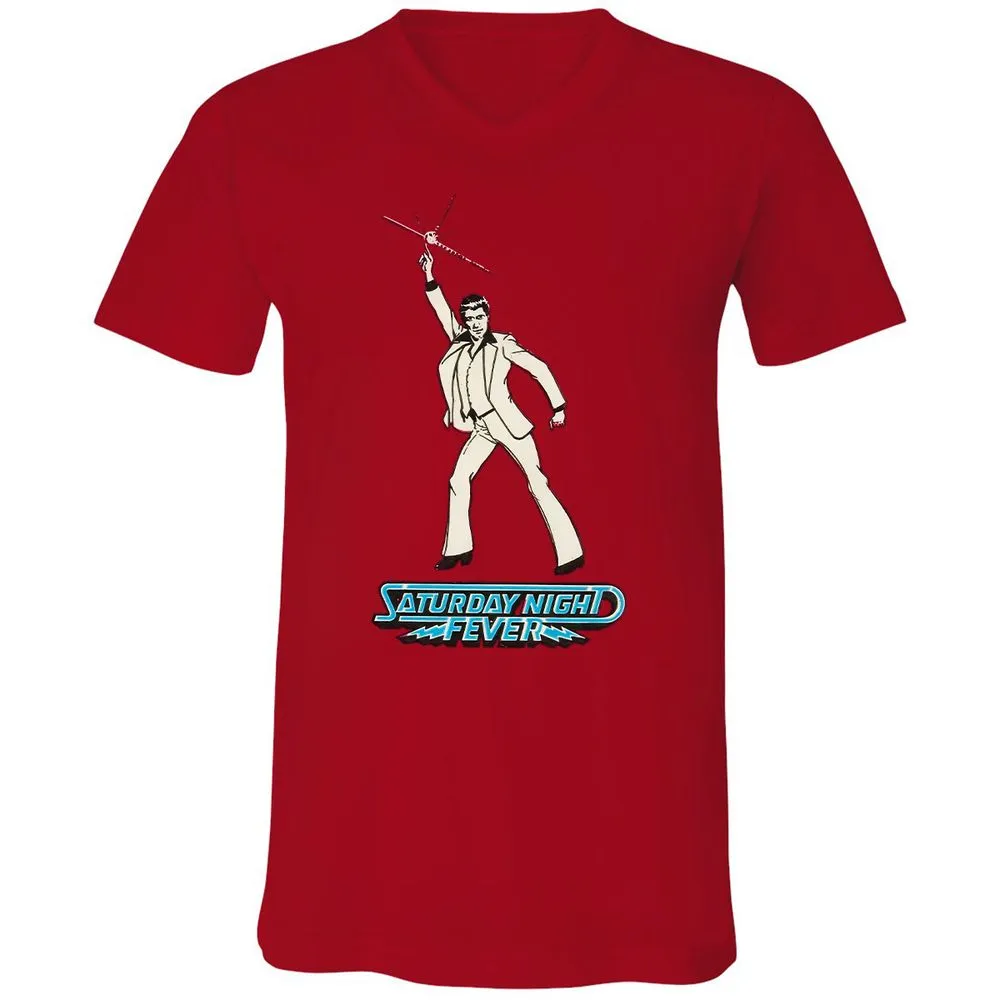 Unisex V-Neck T-Shirt - 4NDD2QKU - Red - 3