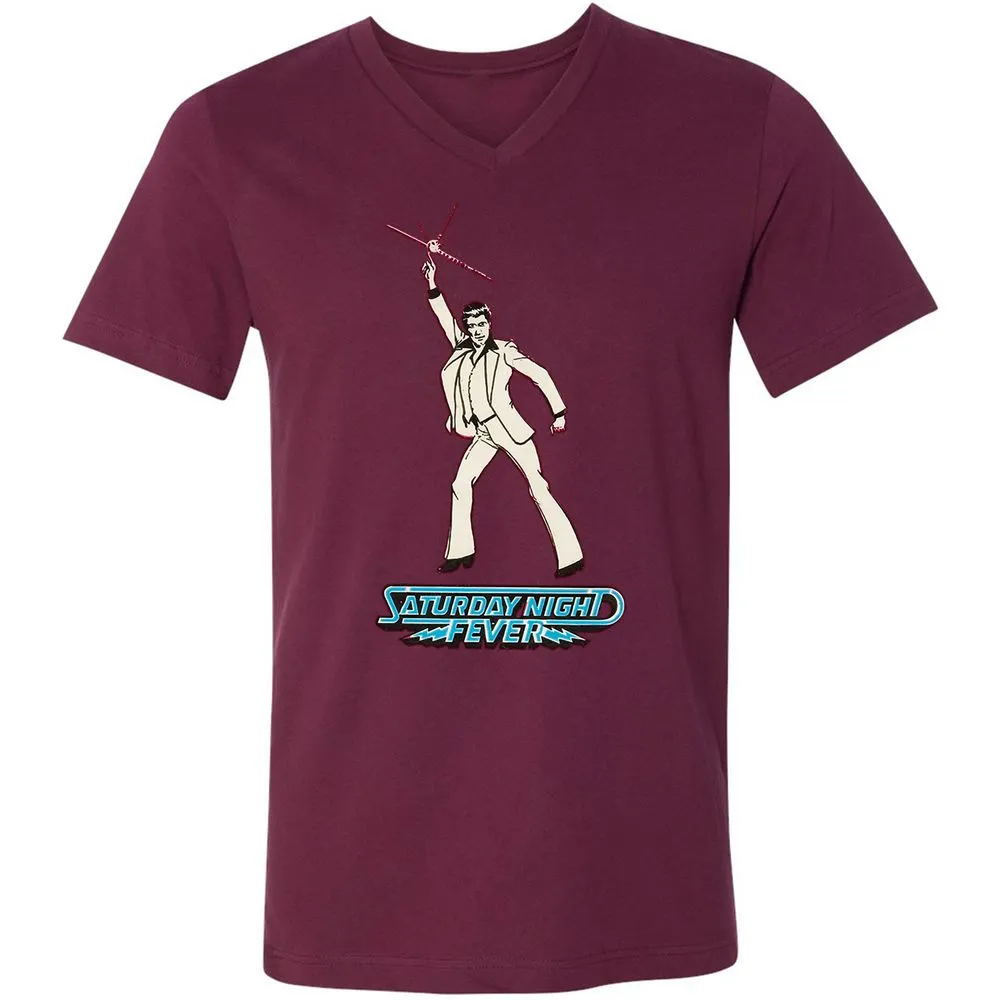 Unisex V-Neck T-Shirt - 4NDD2QKU - Maroon - 6