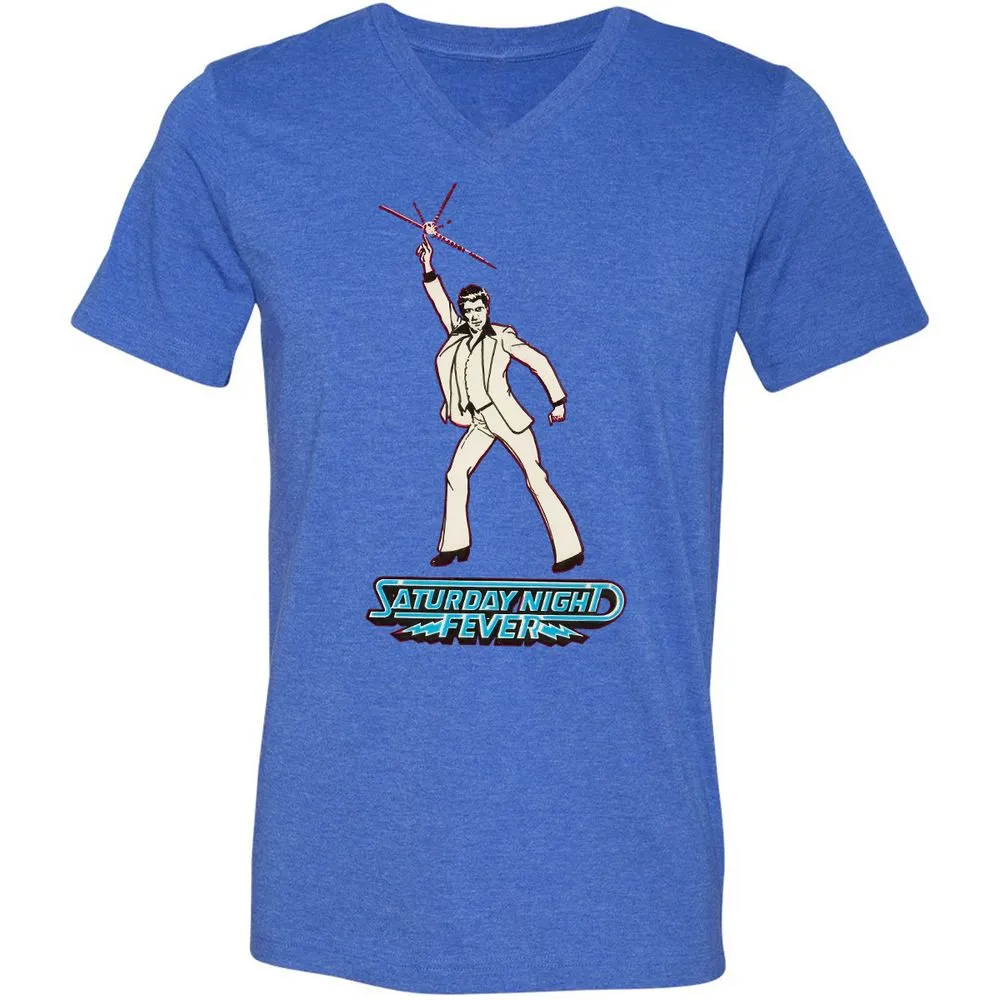 Unisex V-Neck T-Shirt - 4NDD2QKU - Heather True Royal - 14