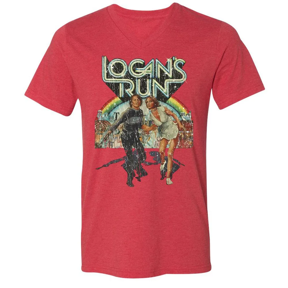 Unisex V-Neck T-Shirt - KLQMU9VX - Heather Red - 5