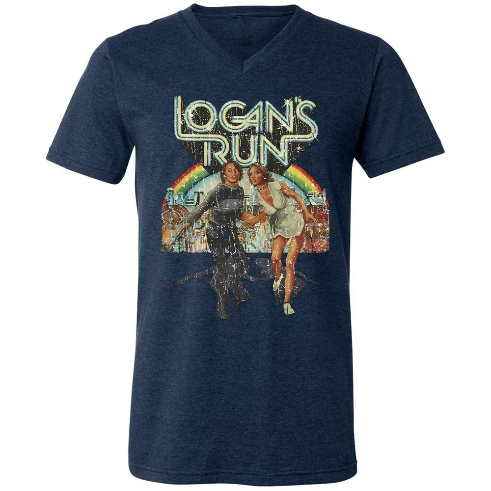 Unisex V-Neck T-Shirt - KLQMU9VX - Heather Navy - 15