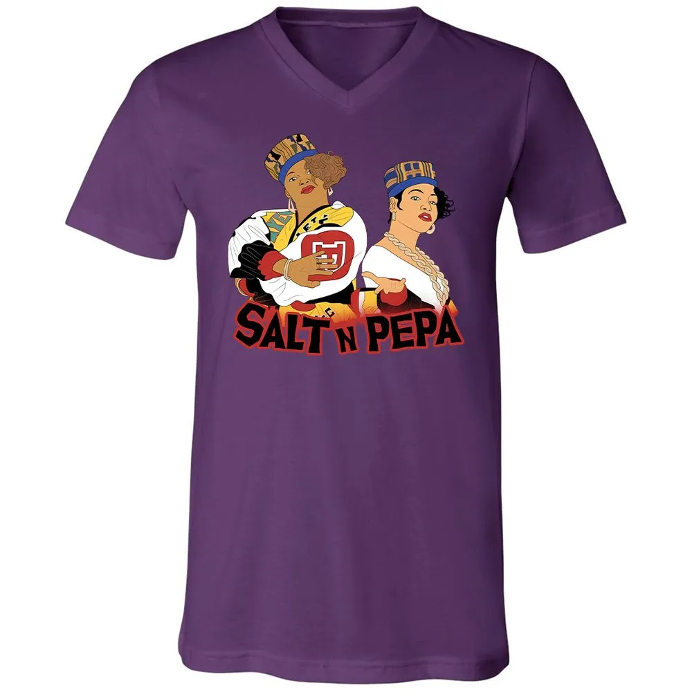 Unisex V-Neck T-Shirt - White - Team Purple - 2