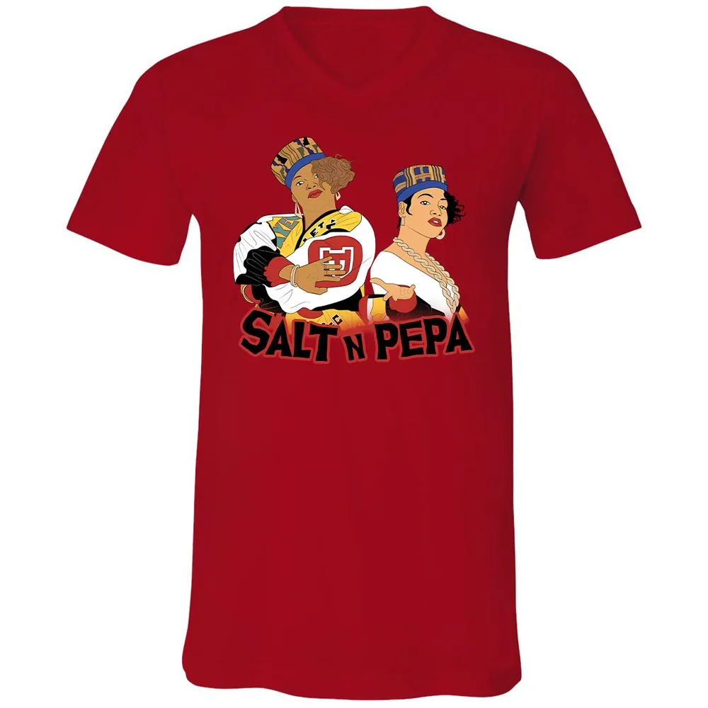 Unisex V-Neck T-Shirt - White - Red - 3