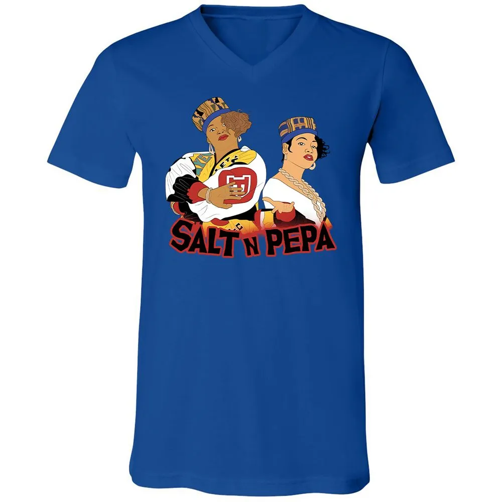 Unisex V-Neck T-Shirt - White - True Royal - 4